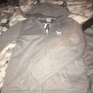 Vs pink grey full zip up hoodie